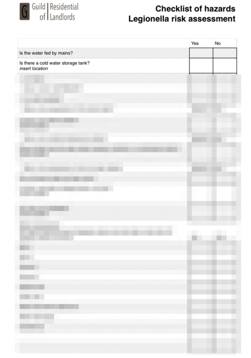 Legionella Risk Assessment Simple Checklist Grl Landlord Association 1214